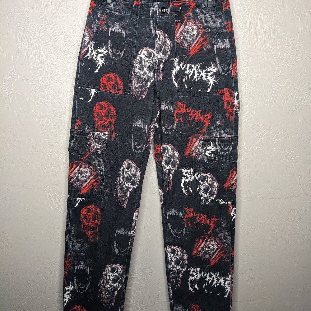 Swixxz Maggie Lindemann Womens XSmall Black Red Skull Cargo Pants